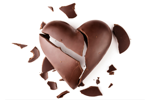 Broken chocolate heart